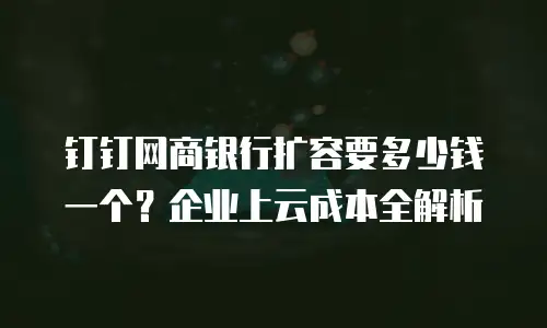 钉钉网商银行扩容要多少钱一个？企业上云成本全解析
