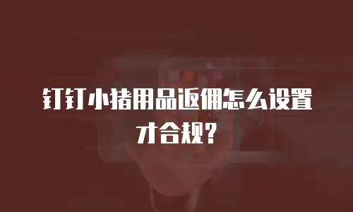 钉钉小猪用品返佣怎么设置才合规？