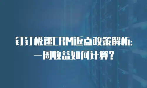 钉钉极速CRM返点政策解析：一周收益如何计算？