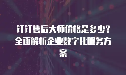 钉钉售后大师价格是多少？全面解析企业数字化服务方案