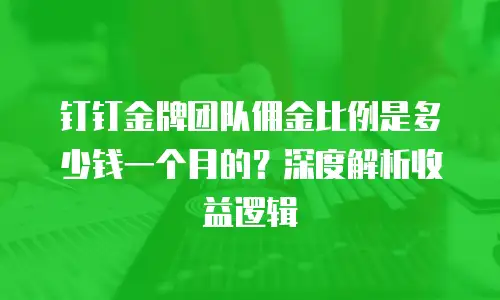 钉钉金牌团队佣金比例是多少钱一个月的？深度解析收益逻辑