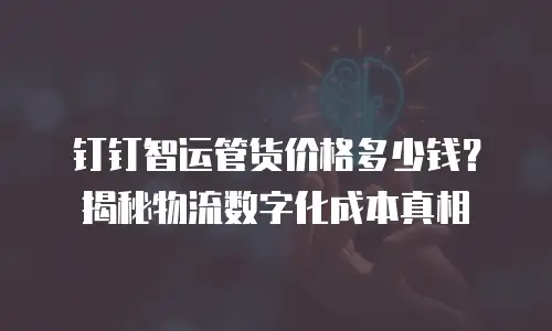 钉钉智运管货价格多少钱？揭秘物流数字化成本真相