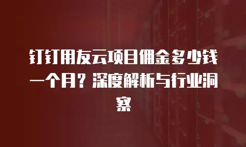 钉钉用友云项目佣金多少钱一个月？深度解析与行业洞察