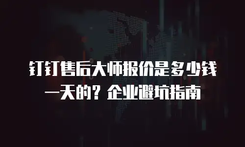 钉钉售后大师报价是多少钱一天的？企业避坑指南