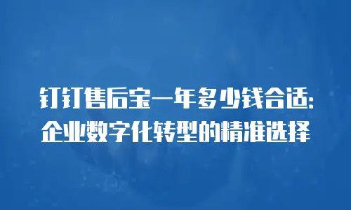 钉钉售后宝一年多少钱合适：企业数字化转型的精准选择