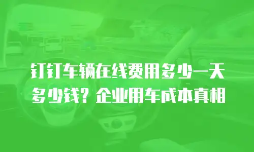 钉钉车辆在线费用多少一天多少钱？企业用车成本真相