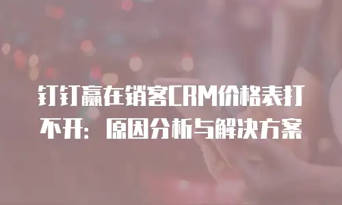 钉钉赢在销客CRM价格表打不开：原因分析与解决方案