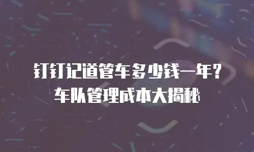 钉钉记道管车多少钱一年？车队管理成本大揭秘