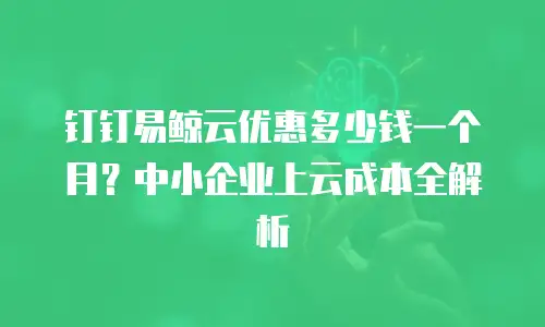 钉钉易鲸云优惠多少钱一个月？中小企业上云成本全解析