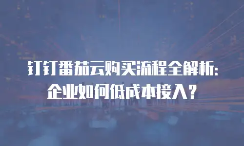 钉钉番茄云购买流程全解析：企业如何低成本接入？