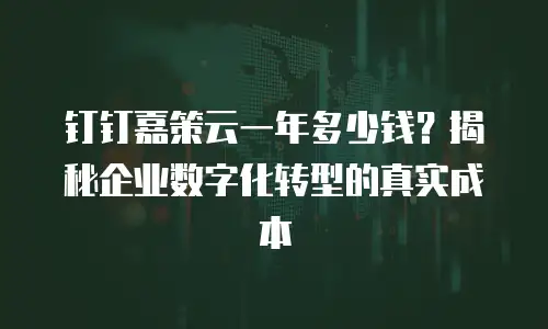 钉钉嘉策云一年多少钱？揭秘企业数字化转型的真实成本