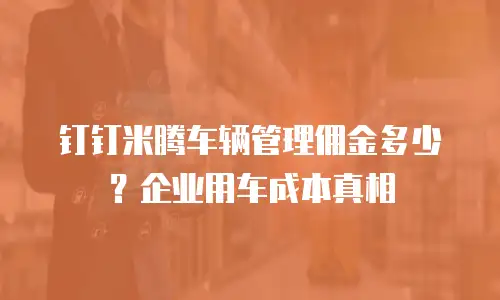 钉钉米腾车辆管理佣金多少？企业用车成本真相