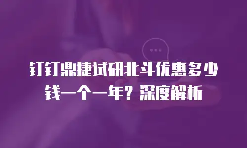 钉钉鼎捷试研北斗优惠多少钱一个一年？深度解析