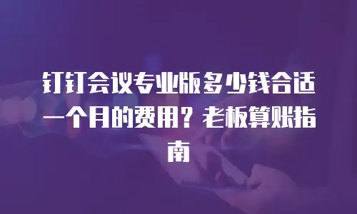 钉钉会议专业版多少钱合适一个月的费用？老板算账指南