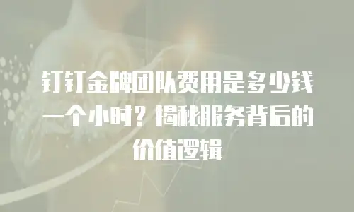钉钉金牌团队费用是多少钱一个小时？揭秘服务背后的价值逻辑