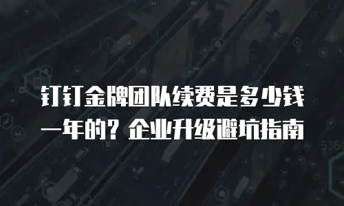 钉钉金牌团队续费是多少钱一年的？企业升级避坑指南