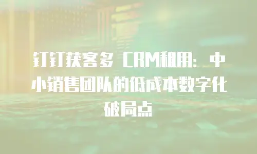 钉钉获客多 CRM租用：中小销售团队的低成本数字化破局点