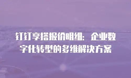 钉钉享搭报价明细：企业数字化转型的多维解决方案