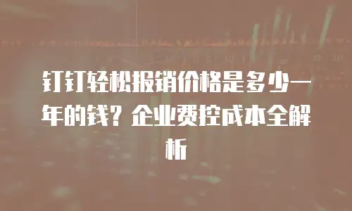 钉钉轻松报销价格是多少一年的钱？企业费控成本全解析