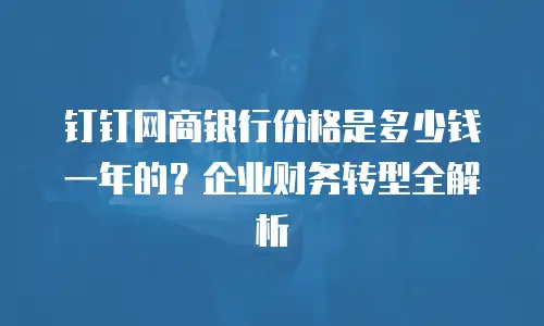 钉钉网商银行价格是多少钱一年的？企业财务转型全解析