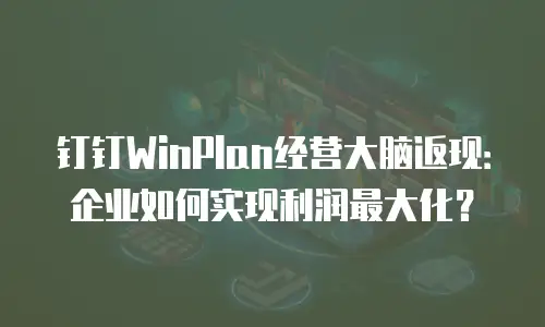 钉钉WinPlan经营大脑返现：企业如何实现利润最大化？