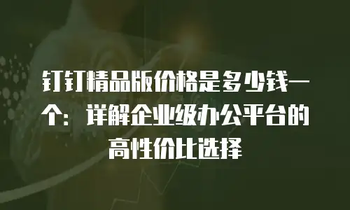 钉钉精品版价格是多少钱一个：详解企业级办公平台的高性价比选择
