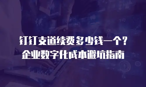 钉钉支道续费多少钱一个？企业数字化成本避坑指南