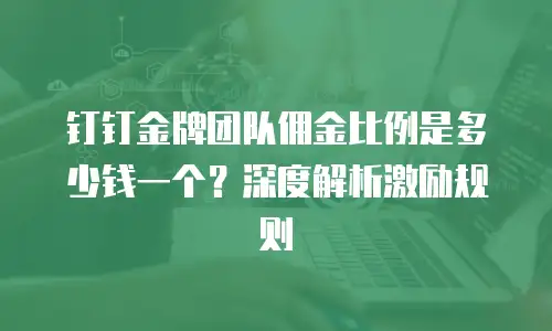 钉钉金牌团队佣金比例是多少钱一个？深度解析激励规则