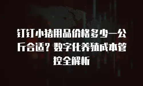 钉钉小猪用品价格多少一公斤合适？数字化养殖成本管控全解析