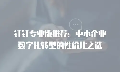 钉钉专业版推荐：中小企业数字化转型的性价比之选
