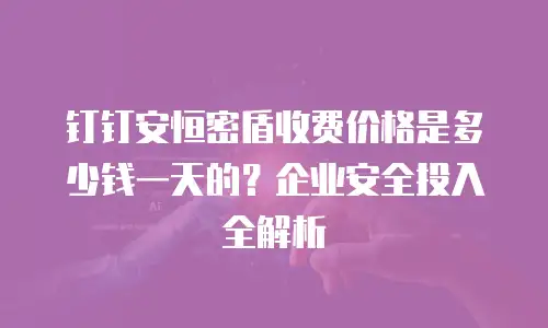 钉钉安恒密盾收费价格是多少钱一天的？企业安全投入全解析