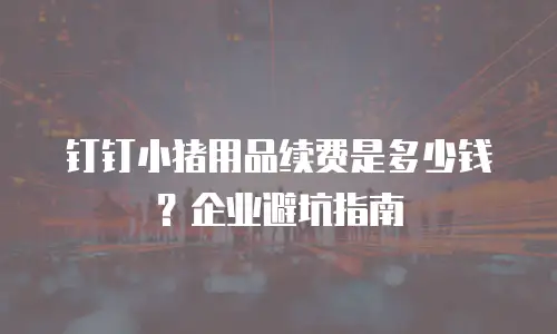 钉钉小猪用品续费是多少钱？企业避坑指南