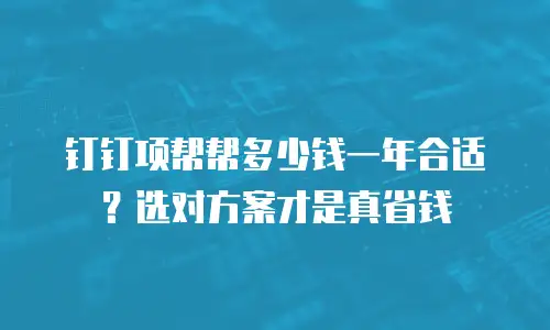 钉钉项帮帮多少钱一年合适？选对方案才是真省钱