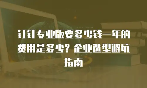 钉钉专业版要多少钱一年的费用是多少？企业选型避坑指南