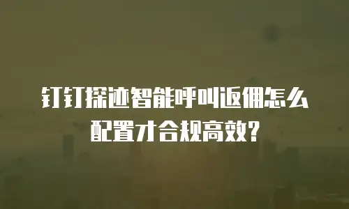 钉钉探迹智能呼叫返佣怎么配置才合规高效？