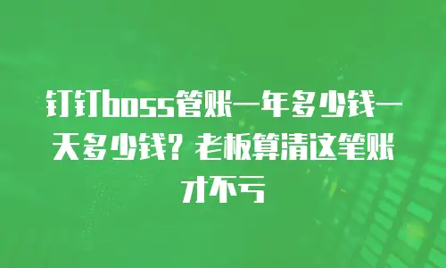 钉钉boss管账一年多少钱一天多少钱？老板算清这笔账才不亏