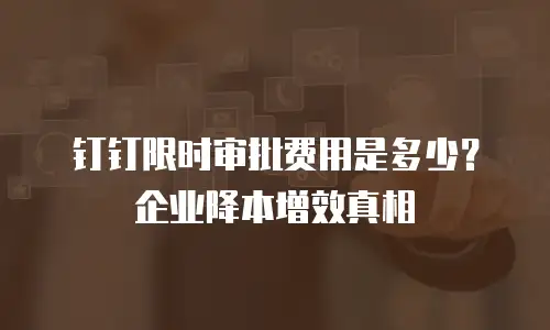 钉钉限时审批费用是多少？企业降本增效真相