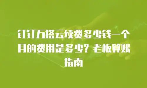 钉钉万搭云续费多少钱一个月的费用是多少？老板算账指南