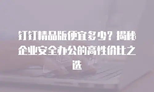 钉钉精品版便宜多少？揭秘企业安全办公的高性价比之选
