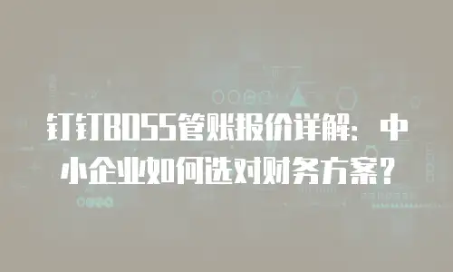 钉钉BOSS管账报价详解：中小企业如何选对财务方案？