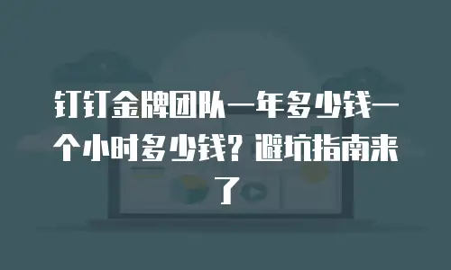 钉钉金牌团队一年多少钱一个小时多少钱？避坑指南来了