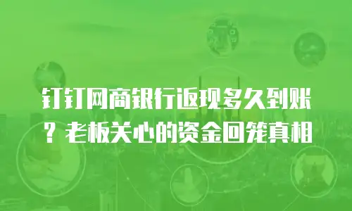 钉钉网商银行返现多久到账？老板关心的资金回笼真相