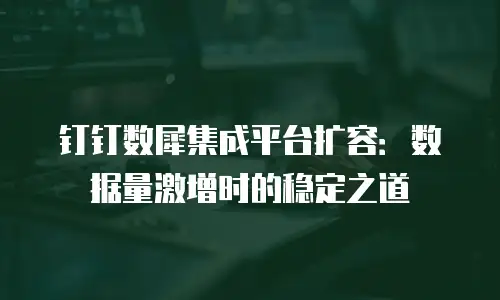 钉钉数犀集成平台扩容：数据量激增时的稳定之道
