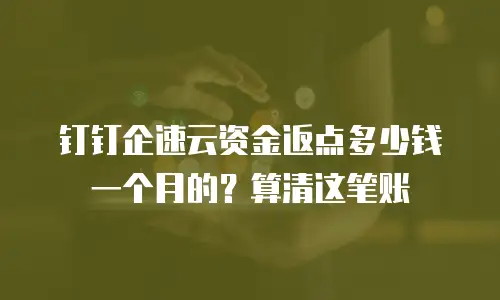 钉钉企速云资金返点多少钱一个月的？算清这笔账