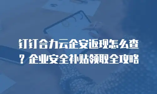 钉钉合力云企安返现怎么查？企业安全补贴领取全攻略