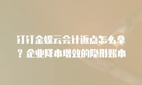 钉钉金蝶云会计返点怎么拿？企业降本增效的隐形账本