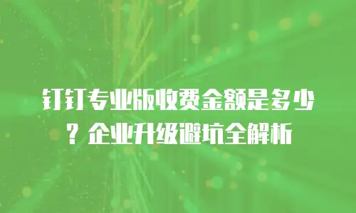 钉钉专业版收费金额是多少？企业升级避坑全解析