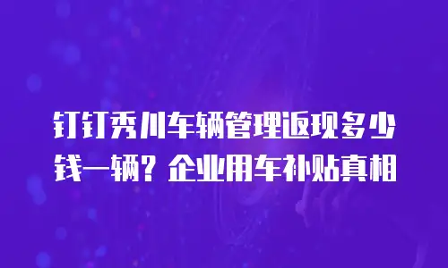 钉钉秀川车辆管理返现多少钱一辆？企业用车补贴真相