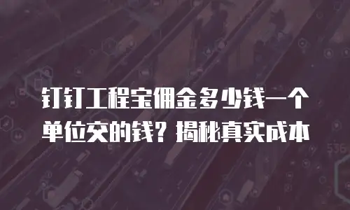钉钉工程宝佣金多少钱一个单位交的钱？揭秘真实成本