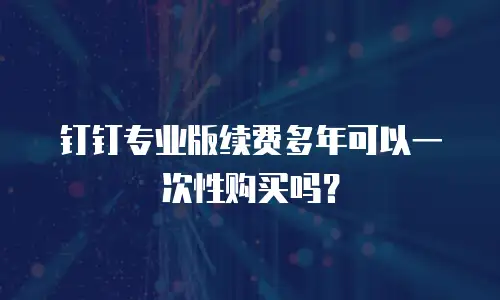 钉钉专业版续费多年可以一次性购买吗？